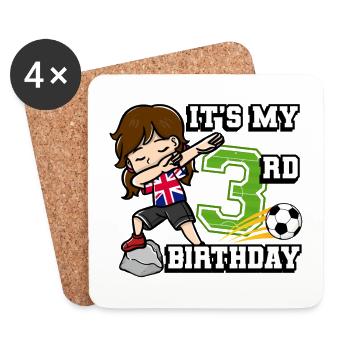 Soccer Girl It's My 3rd Birthday United Kingdom - Coasters (set of 4) - white - Front
