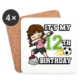 Football girl It's my 12th birthday - Coasters (set of 4) - white - Front