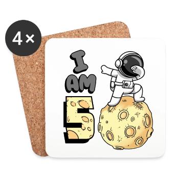 I am 5 room astronaut child Moon Walker 5. - Coasters (set of 4) - white - Front