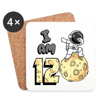 I am 12 Space Astronaut Kid Moon Walker 12. - Coasters (set of 4) - white - Front