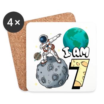 Je suis astronaute de 7 chambres enfant Moon Walker 7. - Dessous de verre (lot de 4) - blanc - Devant