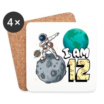 Je suis astronaute de 12 chambres enfant Moon Walker 12. - Dessous de verre (lot de 4) - blanc - Devant