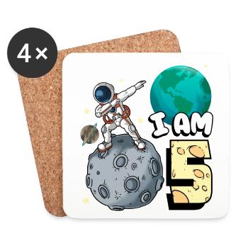 I am 5 room astronaut child Moon Walker 5. - Coasters (set of 4) - white - Front