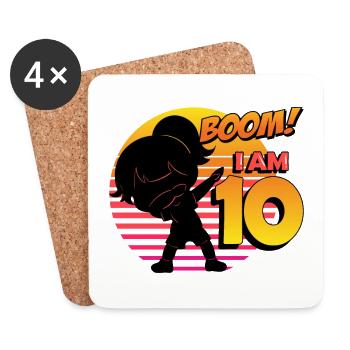 Boom I'm 10 | Birthday Girl | 10th Birthday Party - Untersetzer (4er-Set) - Weiß - Vorne