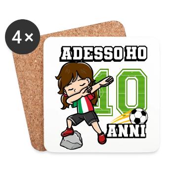 Soccer Girl It's My 10 Birthday Italian - Coasters (set of 4) - white - Front
