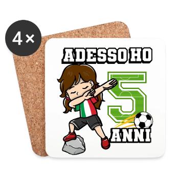 Football Girl It's My 5 Birthday Italian - Coasters (set of 4) - white - Front
