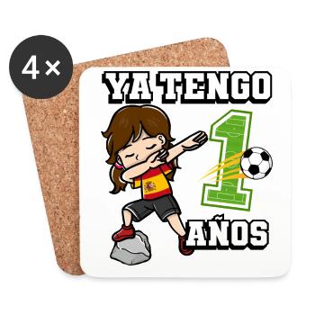 Football Girl C’est mon 1 anniversaire espagnol - Dessous de verre (lot de 4) - blanc - Devant