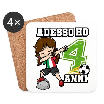 Football Girl It's My 4 Birthday Italian - Coasters (set of 4) - white - Front