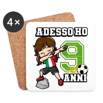 Football Girl It's My 9 Birthday Italian - Coasters (set of 4) - white - Front