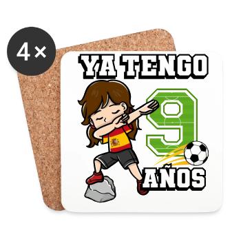 Football girl it's my 9th birthday Spanish - Coasters (set of 4) - white - Front