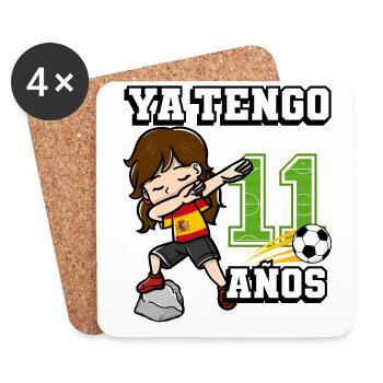 Fille de football C’est mon 11e anniversaire - Dessous de verre (lot de 4) - blanc - Devant
