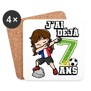 Football Girl C’est mon 7ème anniversaire - Dessous de verre (lot de 4) - blanc - Devant