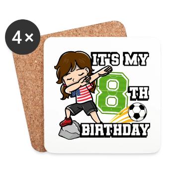 Soccer Girl C’est mon 8ème anniversaire américain - Dessous de verre (lot de 4) - blanc - Devant