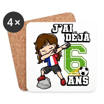 Soccer Girl C’est mon 6e anniversaire Français - Dessous de verre (lot de 4) - blanc - Devant