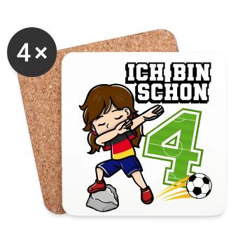 Football Girl I'm already 4 birthday - Coasters (set of 4) - white - Front