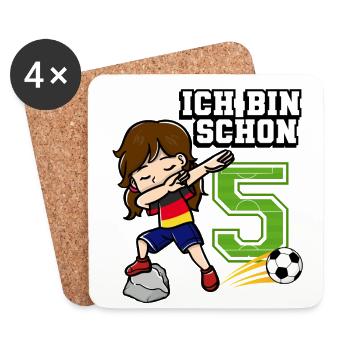 Fußball Mädchen Ich bin schon 5 Geburtstag - Untersetzer (4er-Set) - Weiß - Vorne