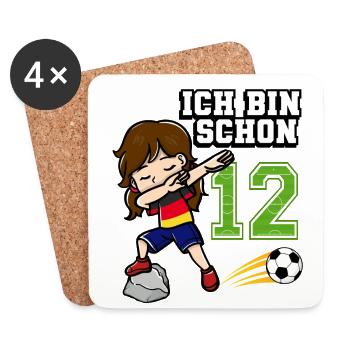 Football Girl I'm already 12 birthday - Coasters (set of 4) - white - Front
