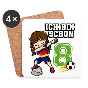 Football Girl J’ai déjà 8 ans - Dessous de verre (lot de 4) - blanc - Devant
