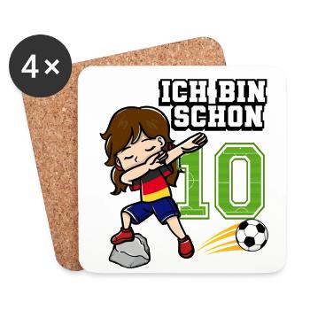 Fußball Mädchen Ich bin schon 10 Geburtstag - Untersetzer (4er-Set) - Weiß - Vorne