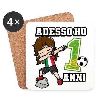 Football Girl It's My 1 Birthday Italian - Coasters (set of 4) - white - Front