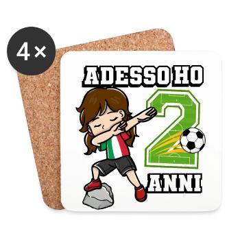 Football Girl It's My 2 Birthday Italian - Coasters (set of 4) - white - Front