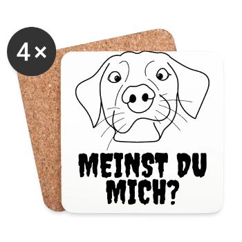 Meinst du mich? Lustiges Hunde Design - Untersetzer (4er-Set) - Weiß - Vorne