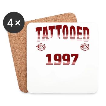 Tattooed Since 1997 Red Rose Theme - Coasters (set of 4) - white - Front