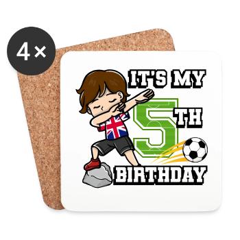 Soccer Boy It's My 5th Birthday Flag - Coasters (set of 4) - white - Front