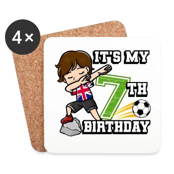 Soccer Boy It's My 7th Birthday Flag - Coasters (set of 4) - white - Front