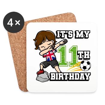 Soccer Boy It's My 11th Birthday Flag Des - Coasters (set of 4) - white - Front