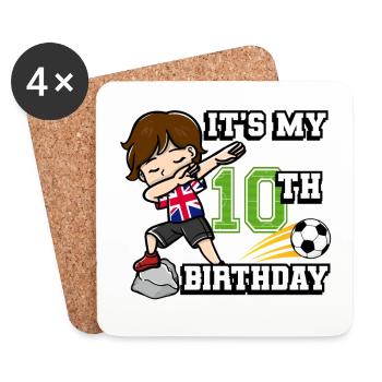 Soccer Boy It's My 10th Birthday Flag - Coasters (set of 4) - white - Front