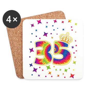 Tie-dye 35th birthday party 35 years old - Coasters (set of 4) - white - Front