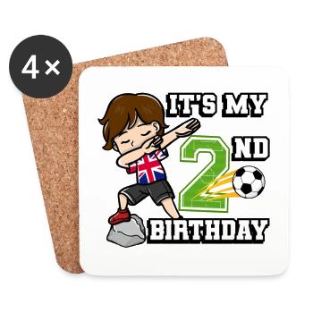 Soccer Boy It's My 2nd Birthday United Kingdom - Coasters (set of 4) - white - Front