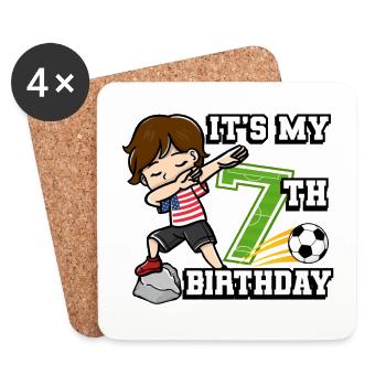 Footballer Boy I'm already 7th birthday - Coasters (set of 4) - white - Front
