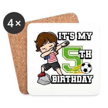 Footballer Boy I'm already 5th birthday - Coasters (set of 4) - white - Front