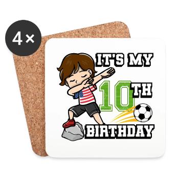 Soccer Boy It's My 10th Birthday American - Coasters (set of 4) - white - Front