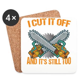 Cut It Off Twice | Carpenter Shirt | Woodworker - Coasters (set of 4) - white - Front