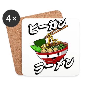 Vegan Ramen | Ramen-lover shirt | - Coasters (set of 4) - white - Front