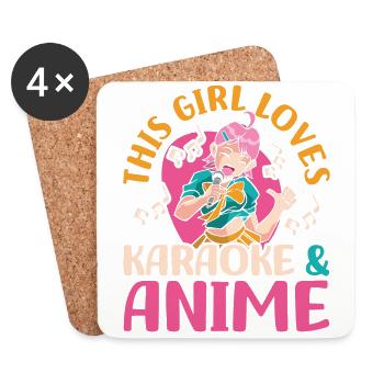 Cette fille adore le karaoké | Amateurs d’anime | - Dessous de verre (lot de 4) - blanc - Devant