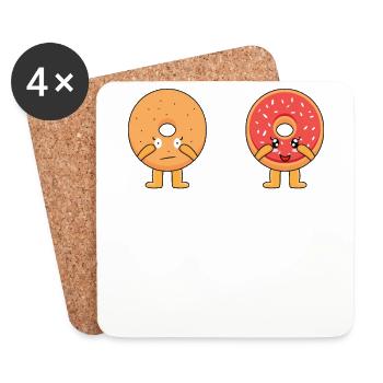 Avant de me maquiller après avoir inventé | Amateur de beignets - Dessous de verre (lot de 4) - blanc - Devant