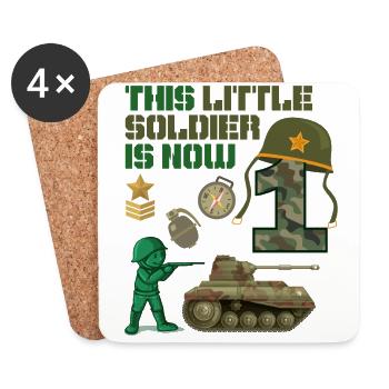 Ce petit soldat est maintenant 1 char de l’armée 1. - Dessous de verre (lot de 4) - blanc - Devant