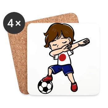 Dabbing Young Football Players Japanese Flag - Coasters (set of 4) - white - Front