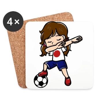 Dabbing Girls Soccer Player Japanese Flag - Coasters (set of 4) - white - Front