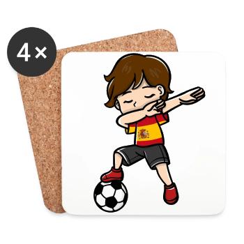 Dabbing jeunes joueurs de football drapeau espagnol - Dessous de verre (lot de 4) - blanc - Devant