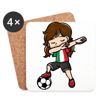 Dabbing Girl Football Player Italian Flag - Coasters (set of 4) - white - Front
