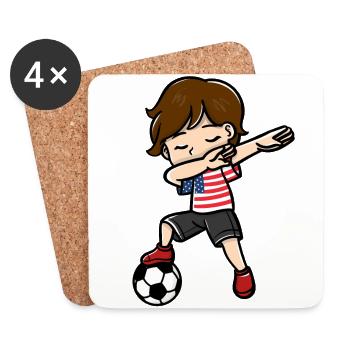 Jeunes joueurs de football athlètes dab up - Dessous de verre (lot de 4) - blanc - Devant