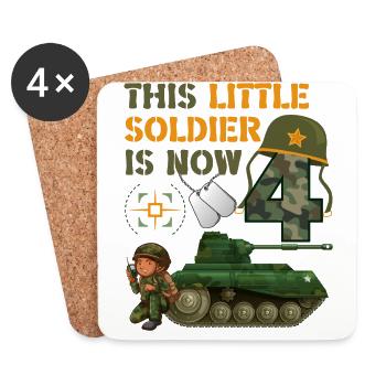 Ce petit soldat est maintenant 4 Army Tank 4. - Dessous de verre (lot de 4) - blanc - Devant