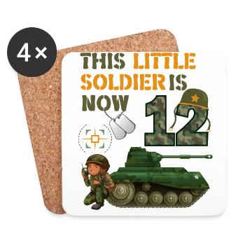 Ce petit soldat est maintenant 12 Army Tank 12. - Dessous de verre (lot de 4) - blanc - Devant