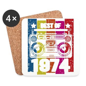 Best Of 1974 Stereo Radio Kassettenspieler - Untersetzer (4er-Set) - Weiß - Vorne