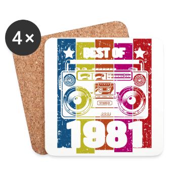 Best Of 1981 Stereo Radio Kassettenspieler - Untersetzer (4er-Set) - Weiß - Vorne